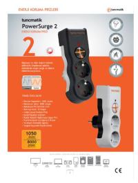 TUNÇMATİK  TSK19021 Powersurge2 Enerji Koruma Prizi 2li 1050 Joule Beyaz  akım koruma - 1
